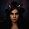 Simulation Flower Halloween Hair Hoop Halloween Decor Gothic Flower Hairband Photography Props