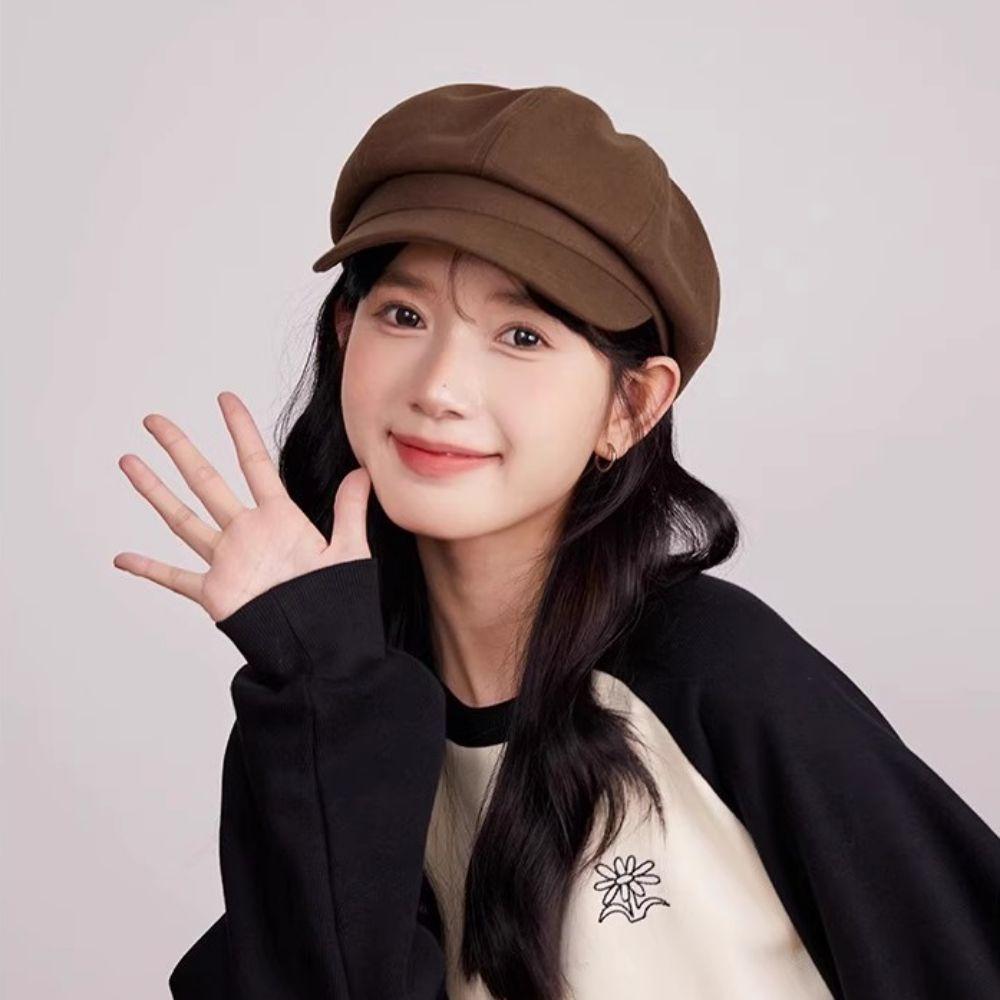 Octagonal Retro Berets Hat Duck Tongue Painter Cap Fashion Vintage Newsboy Cap  Girls