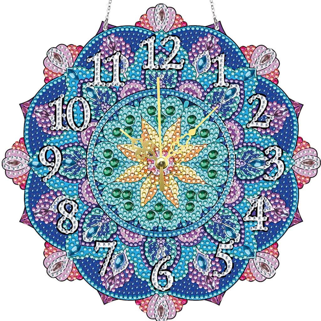 2D Плоский DIY Мандала Деревянное Алмазная Живопись Украшение с Функцией Часов 5D Подвесные Часы Искусство Ремесло для Украшения Гостиной