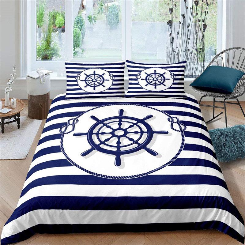 Vintage Pirate Sailboat Duvet Cover Nautical Ocean Theme Bedding Set Microfiber Diablo Style Comforter Cover King For Boys Teens