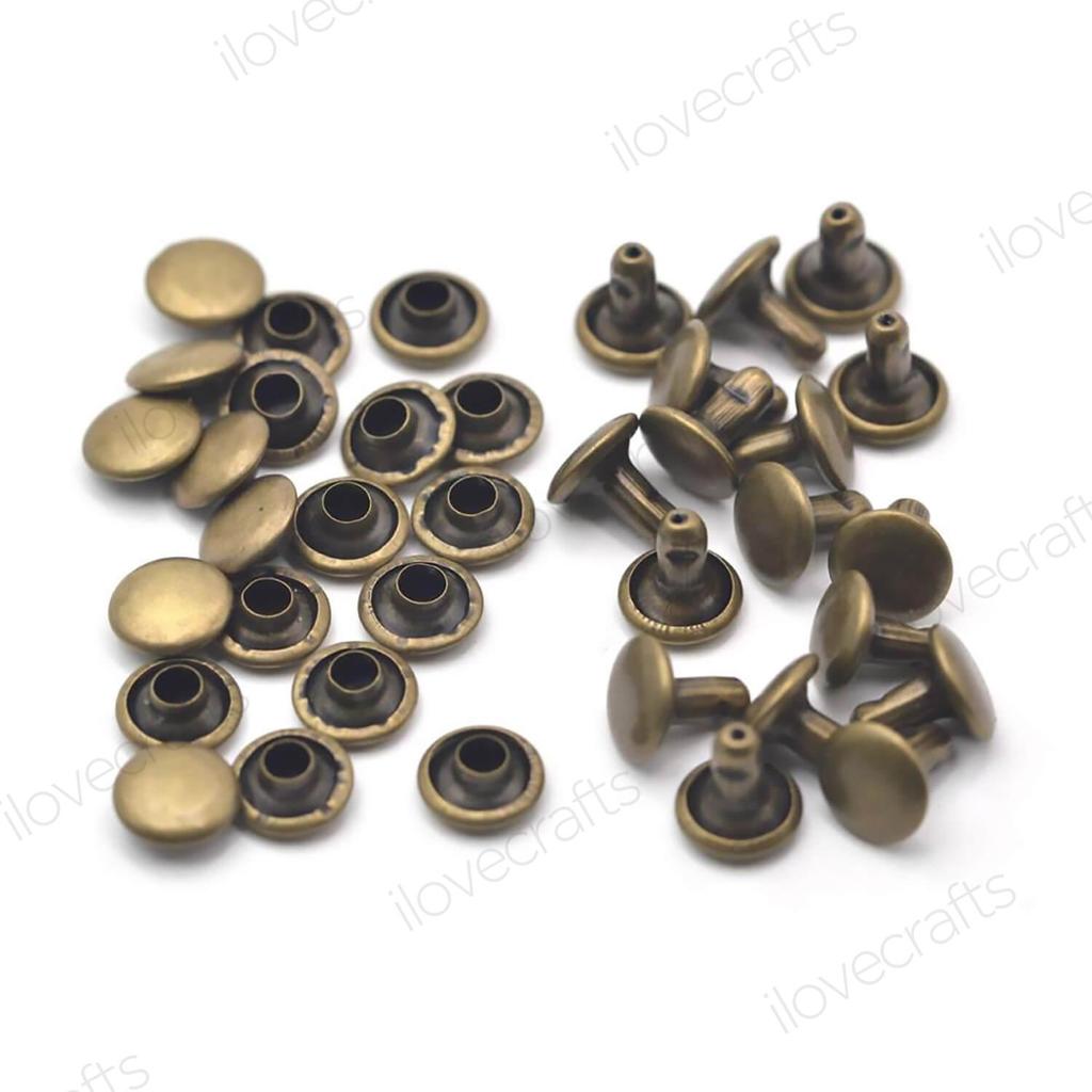 100 комплектов шпилек с заклепками и заклепками для изделий из кожи 5 мм, 6 мм, 7 мм, 8 мм, 9 мм, 10 мм, 12 мм