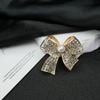 High-End Rhinestone Crystal Beveled Bow Brooch Pin