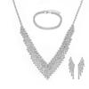 Супер-вспышка, полный бриллиант, стразы, бахрома, посеребренный, роскошный свадебный комплект ювелирных изделий, ожерелье, серьги, набор, цепочка