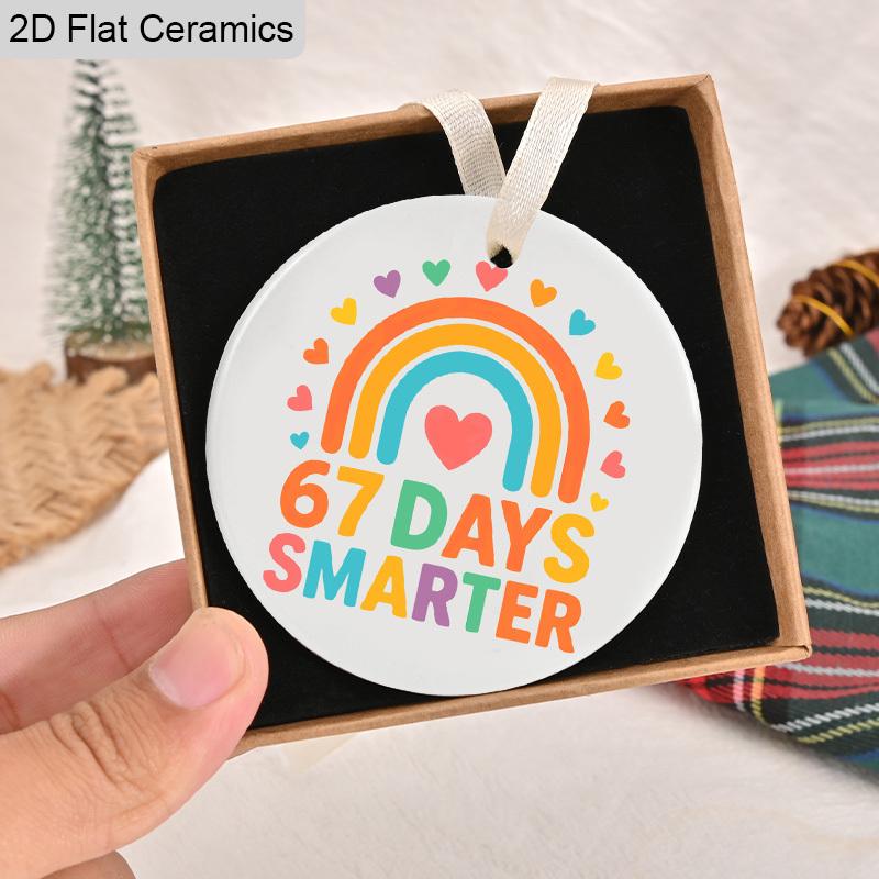 1pc/4pcs School Season, Six Seven Days of School, Smarter Teach Love Inspire Pattern, Ceramic Ornament Hanging Decor, Home Party Decor