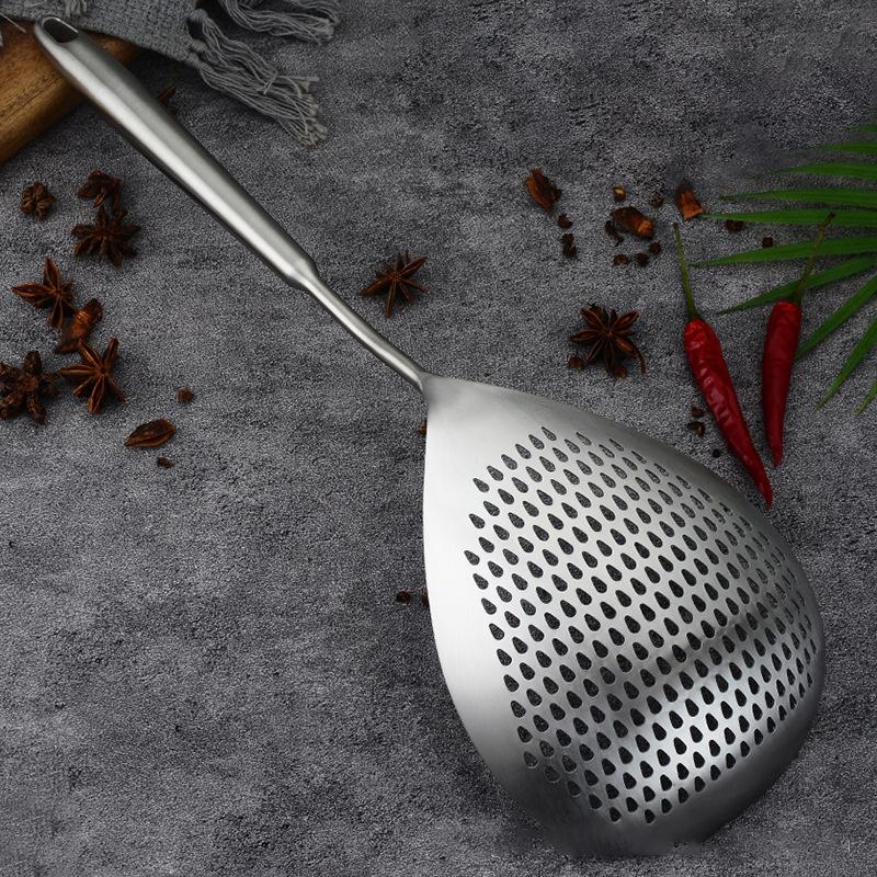1 шт. Большая прочная ложка-шумовка из нержавеющей стали, тяжелая ложка-сито для жарки и приготовления пищи, кухонные принадлежности