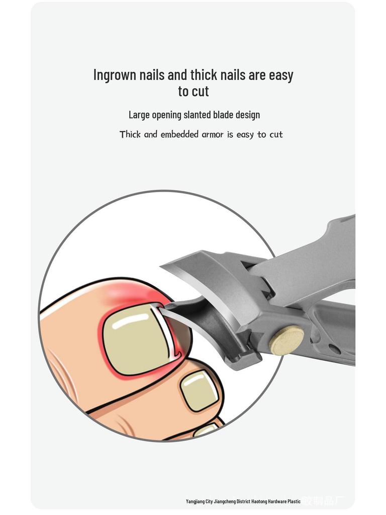 Stainless Steel Wide-Jaw Nail Clippers with Powder Die-Cast Finish for Manicure and Trimming