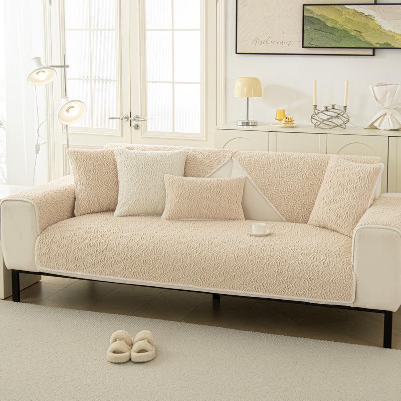 Embossed Velvet Sofa Cushion Plush Thickened Non-Slip Simple Modern Leather Sofa Cover Cover Cloth Winter