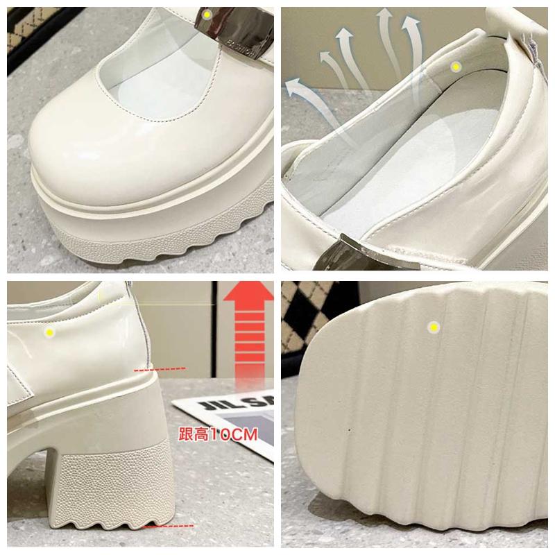 Fujin 2024 г., женские туфли-лодочки Мэри Джейн на танкетке из лакированной кожи на платформе, 10 см, на массивном каблуке, летняя модная обувь