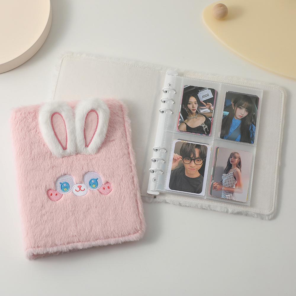 A5 Plush Binder Notebook Photocard Holder Collect Kawaii Album Photos Storage Kpop Cards Pockets Sleeves Stationery Supplies