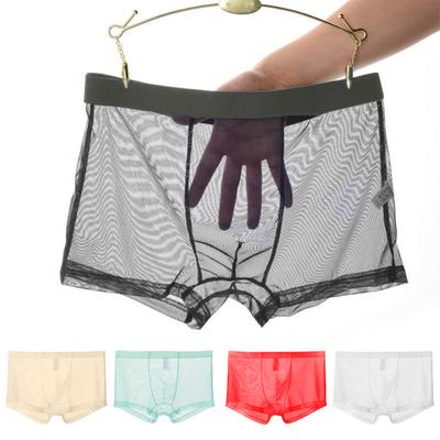 Мужские боксеры дышащая эластичная сетка с низкой талией Ice Silk охлаждающая антисептическая прозрачная мужская