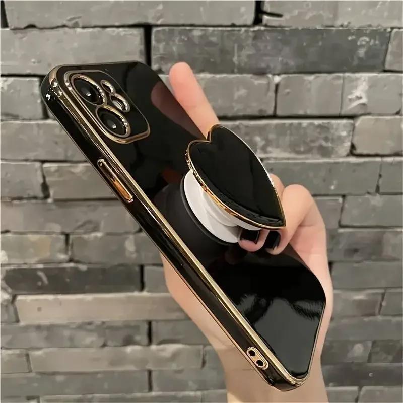 Роскошный позолоченный чехол с кольцом-держателем для iPhone 16 15 14 13 12 11 Pro Max 7 8 Plus, силиконовый чехол