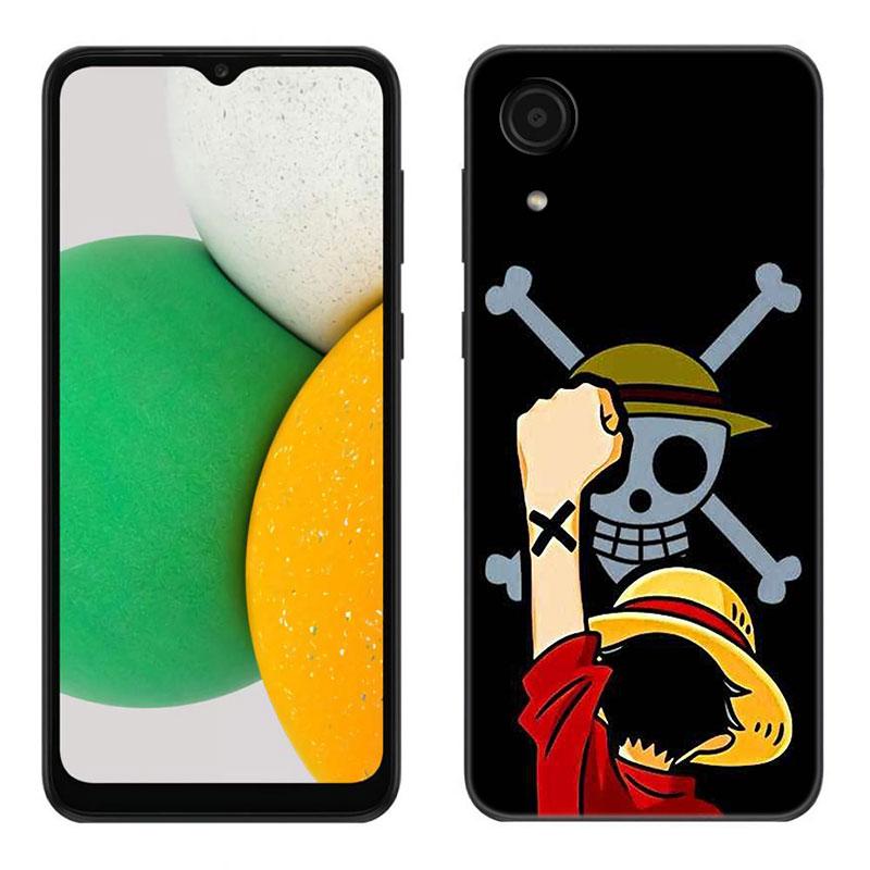 Anime One Piece Luffy Black Silicone Phone Case For Samsung Galaxy A01 A03 Core A04 E A02 A05 A10 A20 A21 A30 A50 S A6 A8 + A7