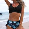 Женские комплекты из двух предметов с цветочным принтом, пляжная одежда, бикини с высокой талией, купальники
