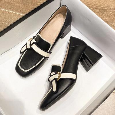 Женские французские туфли на толстом каблуке для женщин, осенний тренд, ретро, кожа, свадебные туфли на высоком каблуке, zapatos de mujer