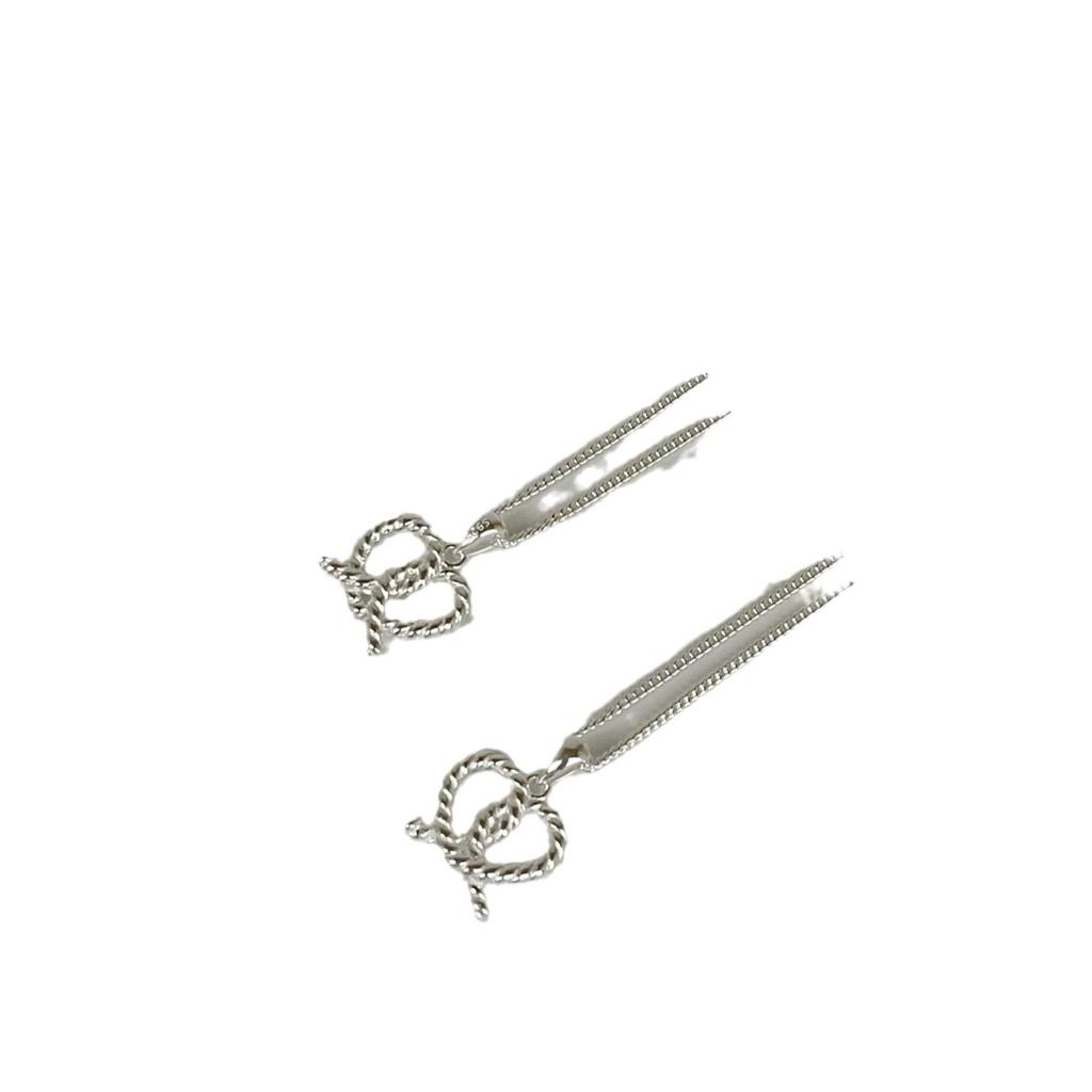 Su Chuang S925 Sterling Silver Twisted Rope Heart Necklace for Women - Elegant Sweet Design, High-End Collarbone Chain.