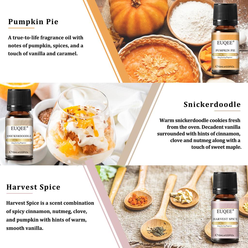 EUQEE 6PCS Fragrance Oils Set Gift for Aromatherapy Diffuser Yoga Spa Massage Bath Skin Care Relaxation DIY Perfume