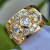 Luxury Trendy Gold Color Wedding Rings for Women Paved Brilliant Cubic Zirconia New Fashion Engagement Band Lady Jewelry