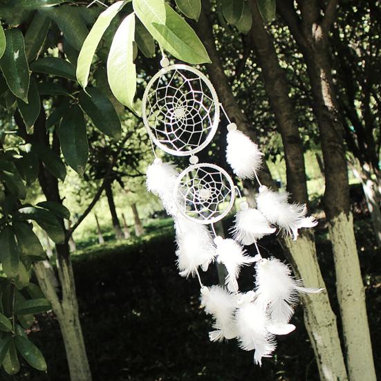 Double Circle Feather Craft Dream Catcher Wind Chime Home Wedding Decor Ornament