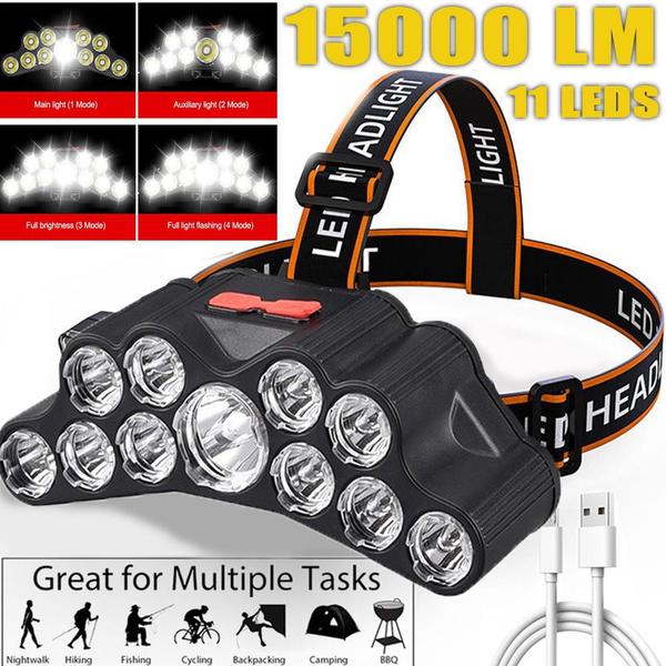 Outdoor LED Headlight 11LEDs USB Rechargeable Night Headlight Waterproof Sports Camping And Hiking Emergency Lighting