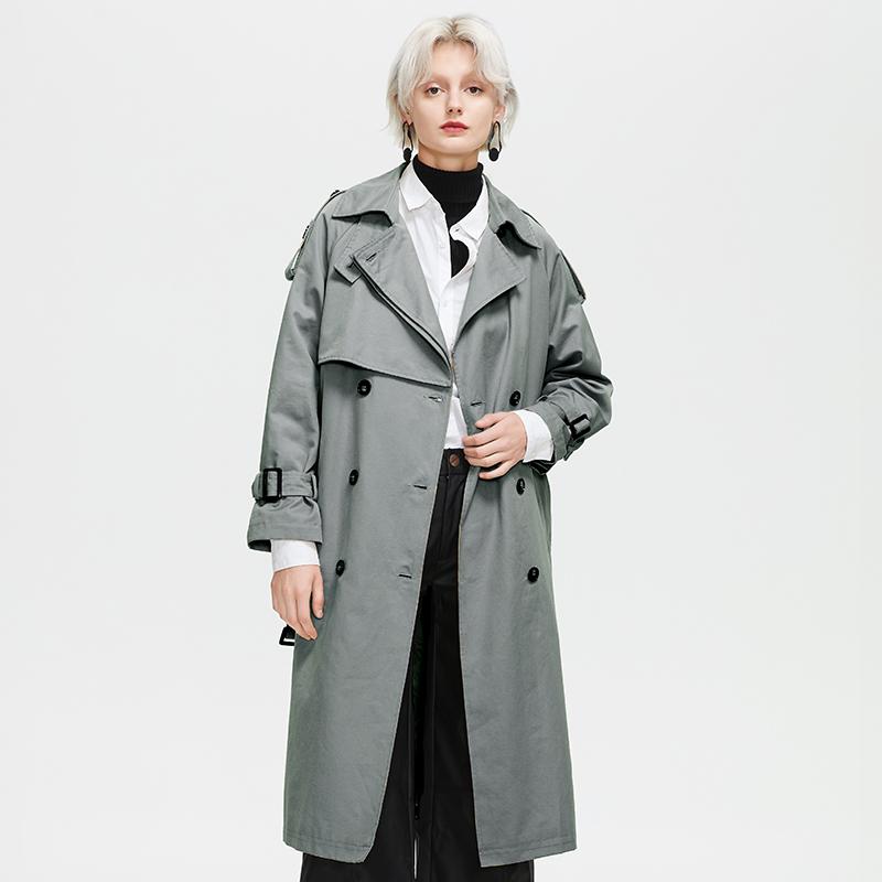 Тренч Ziai с длинными пуговицами и карманами для женщин на весну и осень