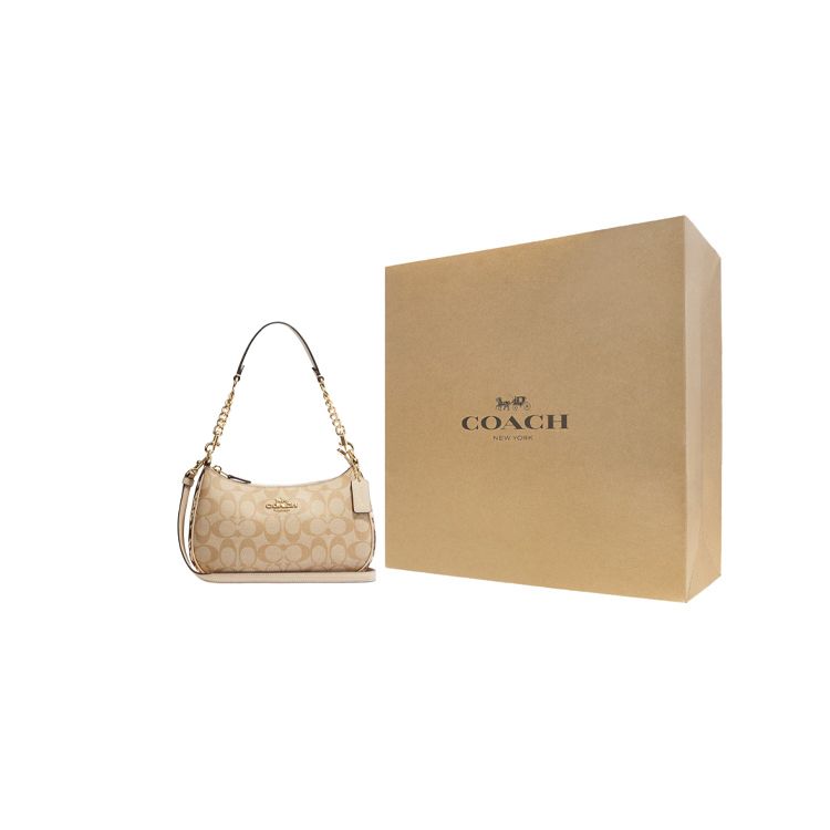 Coach Teri 25 Классическая сумка через плечо из ПВХ с монограммой Женская сумка через плечо Бежевая CC323-IMOT4
