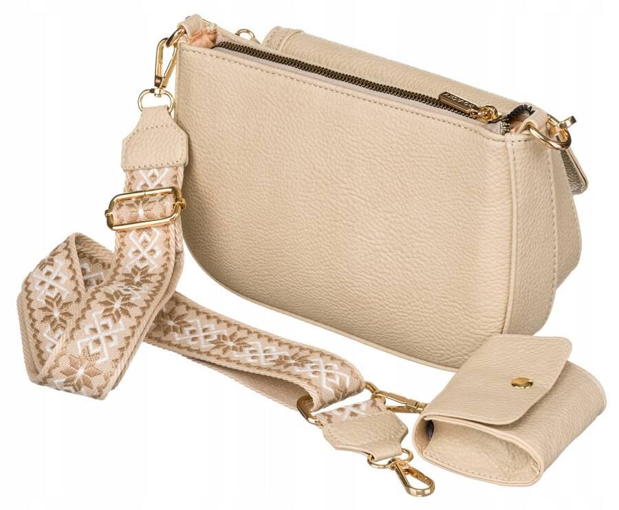 Women's double messenger bag with a coin purse made of eco-leather - Rovicky