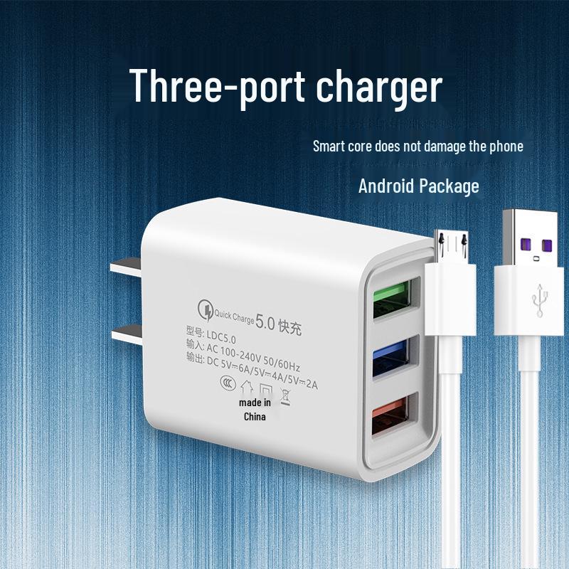 Универсальное USB-зарядное устройство с несколькими портами для быстрой зарядки: Совместимо с устройствами Android, Huawei, Xiaomi, Vivo и Oppo.