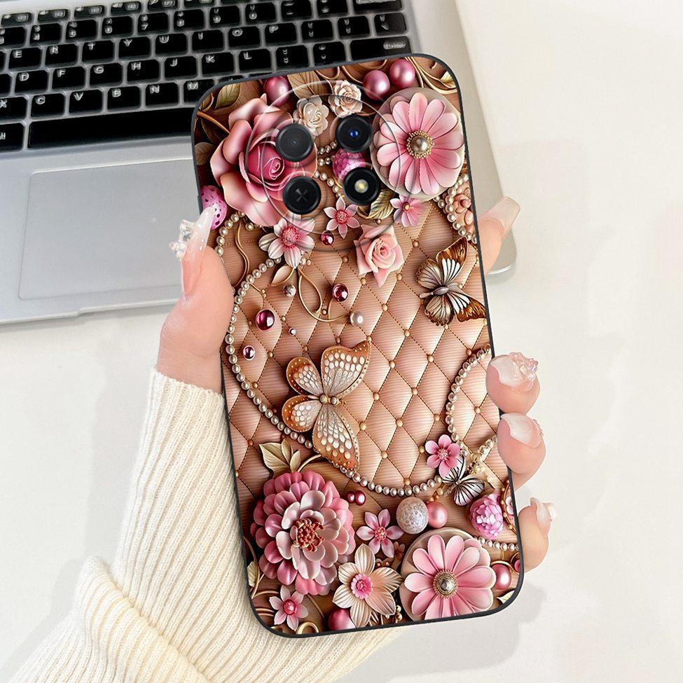 For Realme 12 5G Case For Realme 12X 5G Cover RMX3998 Luxury Fashion Flowers Kawaii Girl Cute Cat Shockproof Phone Case Funda