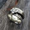 Vintage Silver Color Flower Carved Wide Ring for Women Party Wedding Jewelry Birthday Gift