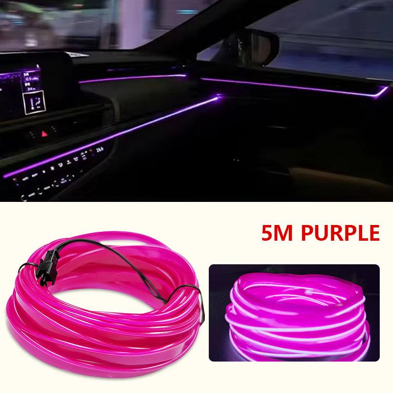 5M Car Interior Led Decorative Lamp EL Wiring Neon Strip Cold Light Wire For Auto DIY Flexible Ambient Light USB Atmosphere Lamp