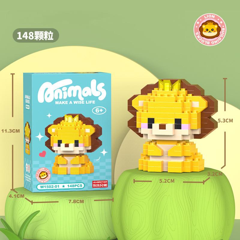 DIY Мультяшные животные Строительный набор блоков Micro ABS Пластик Мини-блоки Строительство включает в себя Тигры Медведи MOC Строительные игрушки