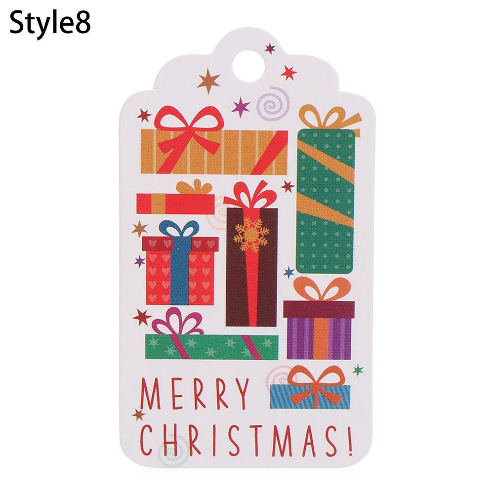 50 шт. Рождественские бумажные бирки-этикетки для подарков с веревкой 10 м Санта-Клаус Снежинка Рождественский подарок Этикетка для упаковки конфет Бирки из крафт-бумаги