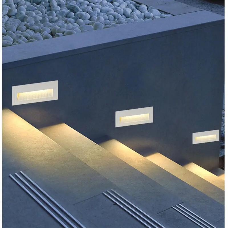 LED IP65 Waterproof Stairs Step Light Outdoor Wall Lamp Corner Garden Street Footlight Recessed for Porch Yard Balcony 220V