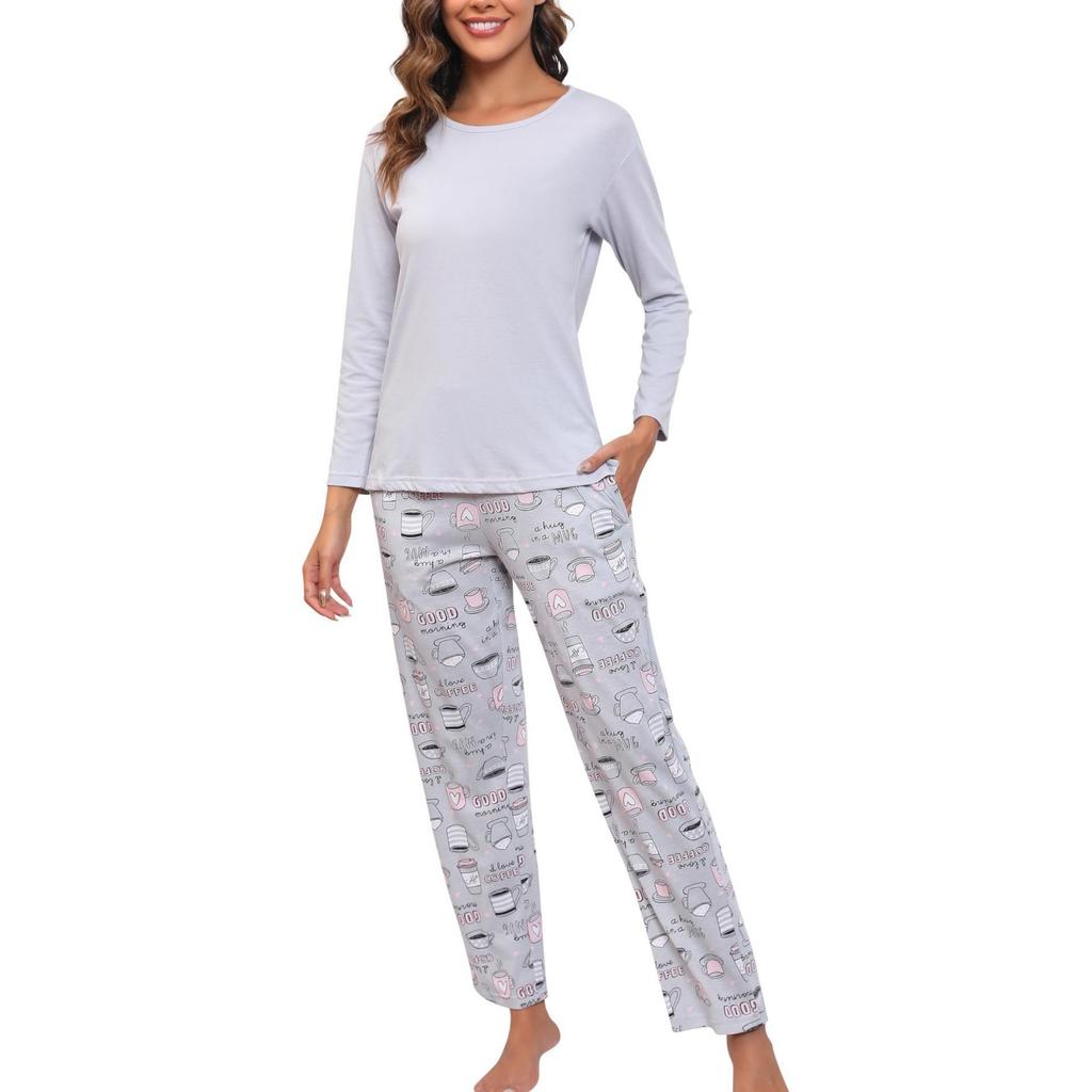 Женская модная повседневная пижама и домашняя одежда, костюм с длинными рукавами и брюками