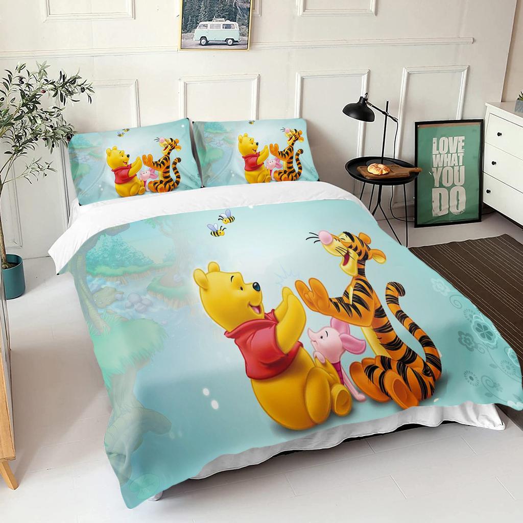 Comforter Winnie The Pooh Bear Bedding Set Queen With 3D Children'S Bedding Set Universal Suitable For Children