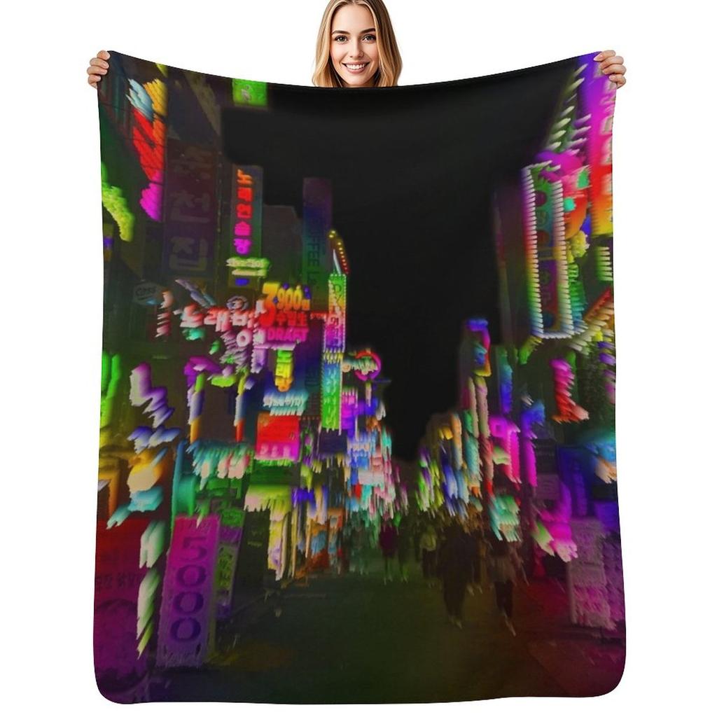 acid trip night Throw Blanket Soft Comfort Blanket for Reading Watching TV