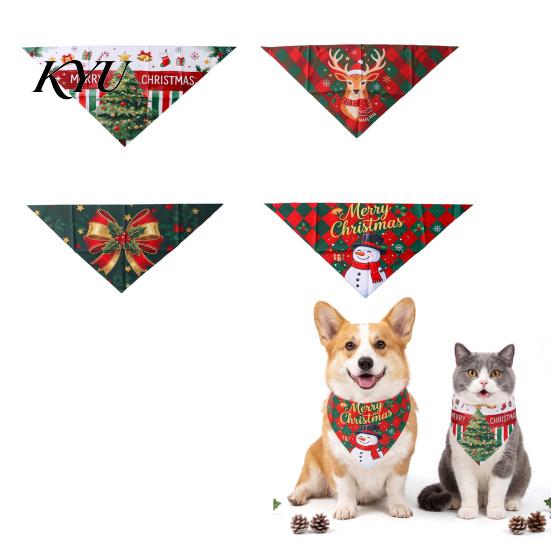 Cute Snowman Dog Accessories Christmas Bandana, Pet Triangular Scarf, Tree Patterns, Festive Apparel for Adjustable Bandana Bib Cats, Small