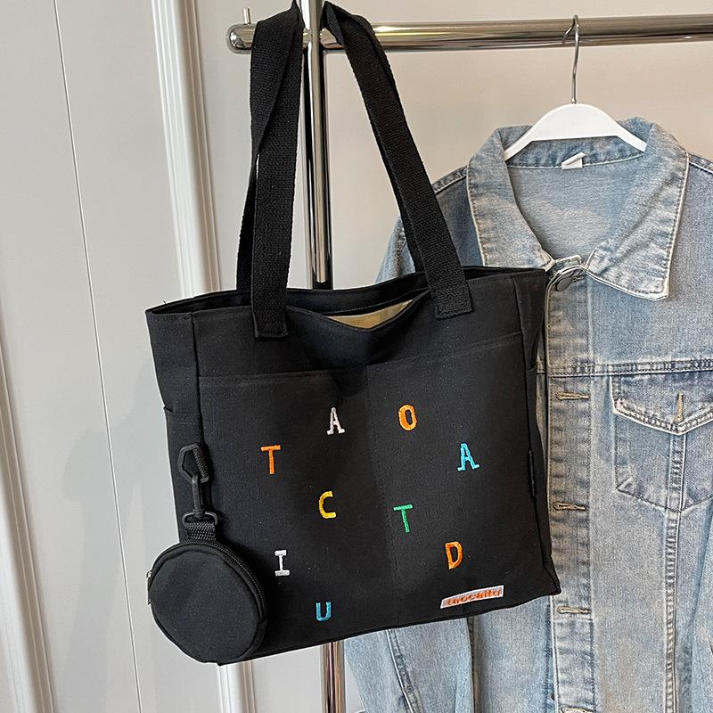 Large Capacity Canvas Bag Women's New Commuter Tote Bag Women Ins College Students' Class One-shoulder Handbag