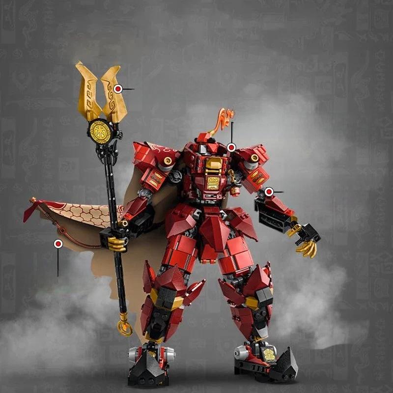 996 деталей Огненный Рыцарь Меха Конструктор Модель Персонажа Меха Кирпичики Настольное Украшение Игрушки для Демонстрации Подарки