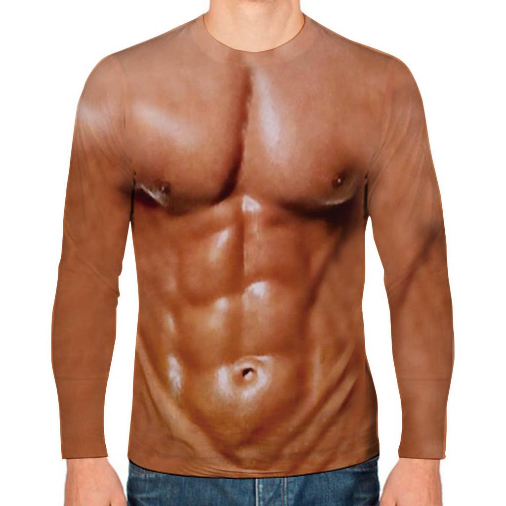 Поддельные мышцы Смешные 3D-принты Футболки Мужские и женские футболки с длинным рукавом Хип-хоп Уличная одежда Харадзюку Пуловеры Футболки Топы Детская одежда