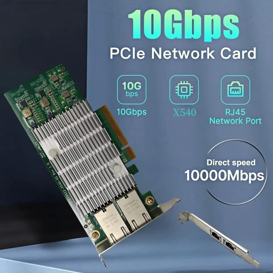 Чипсет Inte X540-T2 10G PCIe x8 Dual Copper RJ45 10Gbps Port Ethernet Сетевая карта Совместимость PCIE-x8 PCIE-X16