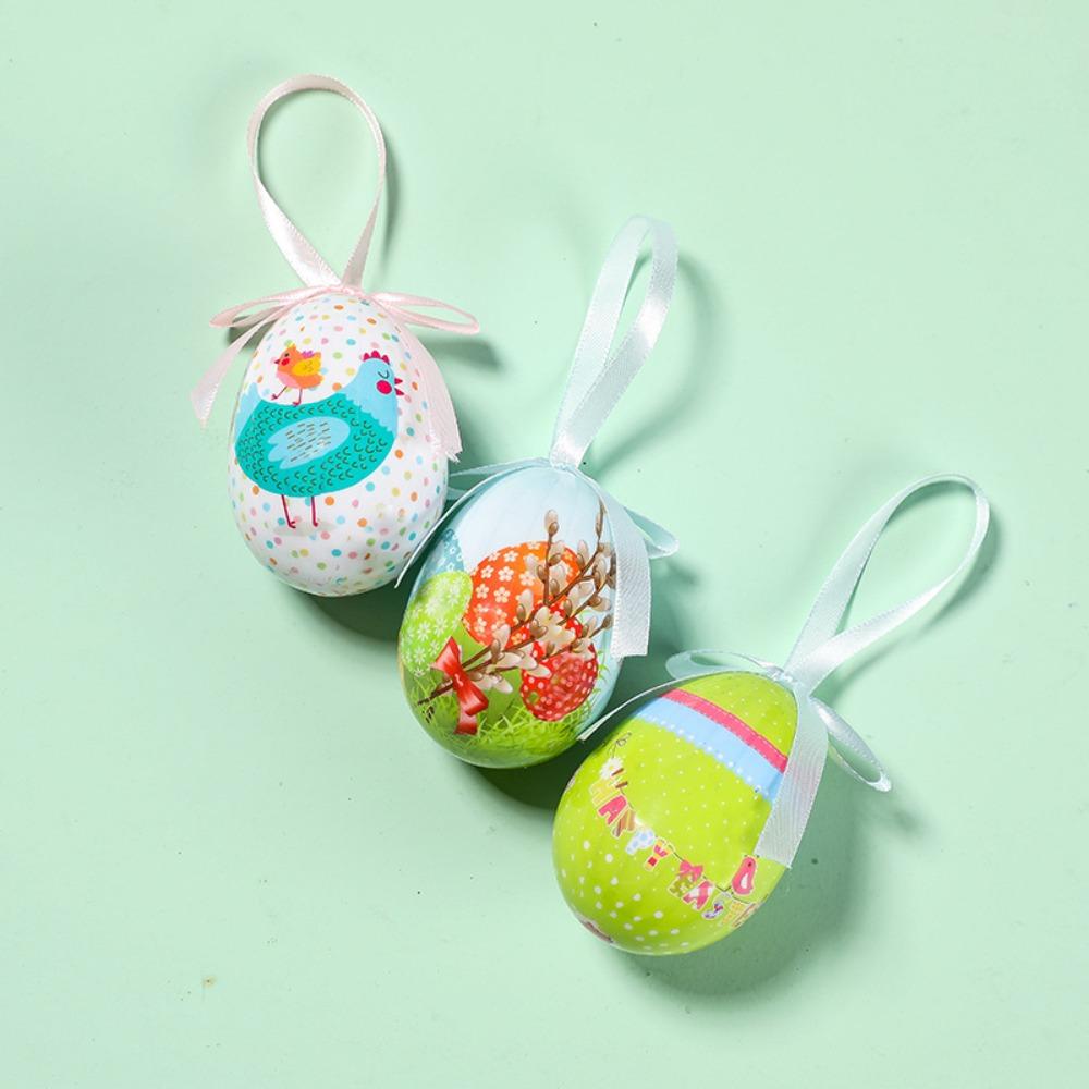 Painted Foam Easter Eggs DIY Craft Colorful Easter Eggs Pendant Happy Easter Handmade Hanging Easter Egg Window Door Garden