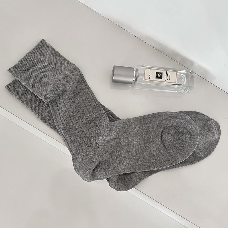 Летние тонкие носки из гребенного хлопка однотонные универсальные, простые и дышащие, белые носки до середины икры в балетном стиле для женщин