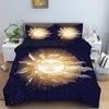Sun and Moon Duvet Cover Set Galaxy Astrology Constellation Bedding Set Bohemian Polyester Quilt Cover Queen Size for Kid Adult