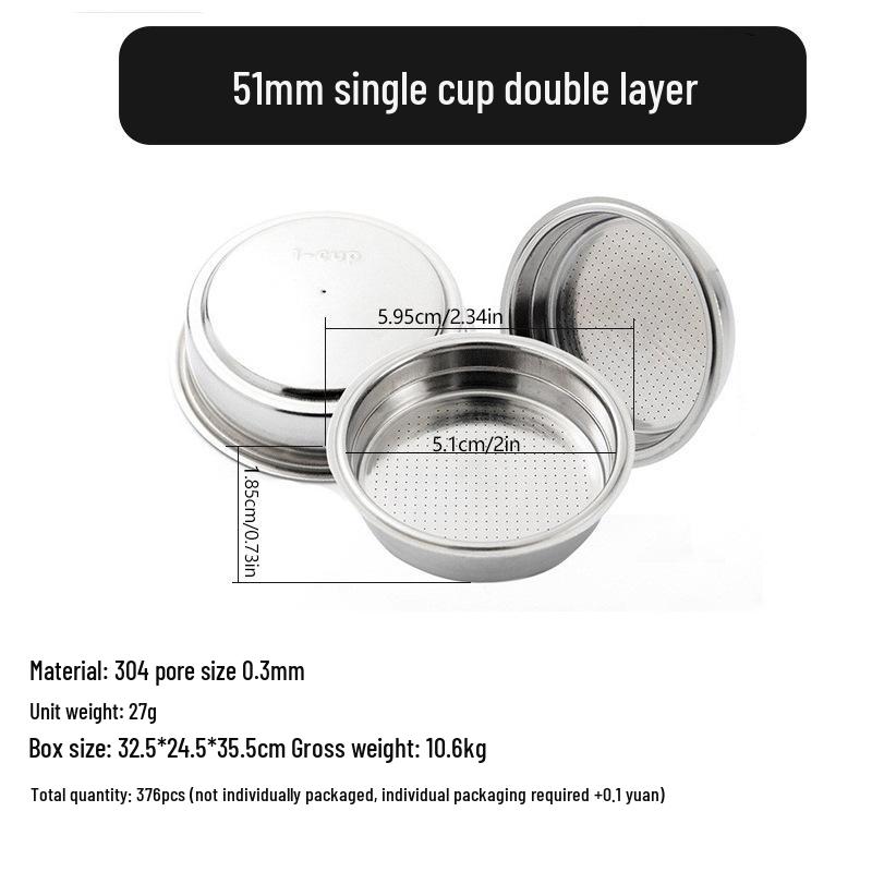 Stainless Steel Coffee Powder Bowl Filter: Single/Double 51, 58 & 53 Blind Bowl Options