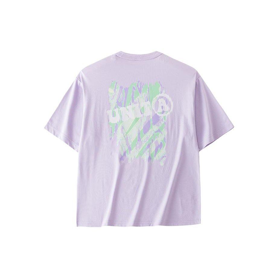 Anta Удобная дышащая футболка с круглым вырезом и принтом в виде букв, женские топы цвета перьев, фиолетового цвета 162428129-2