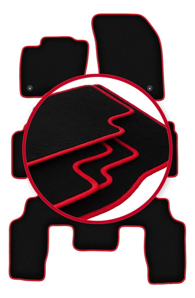 Velour floor mats with red edge for: Ford Galaxy MK3 minivan (2015-)