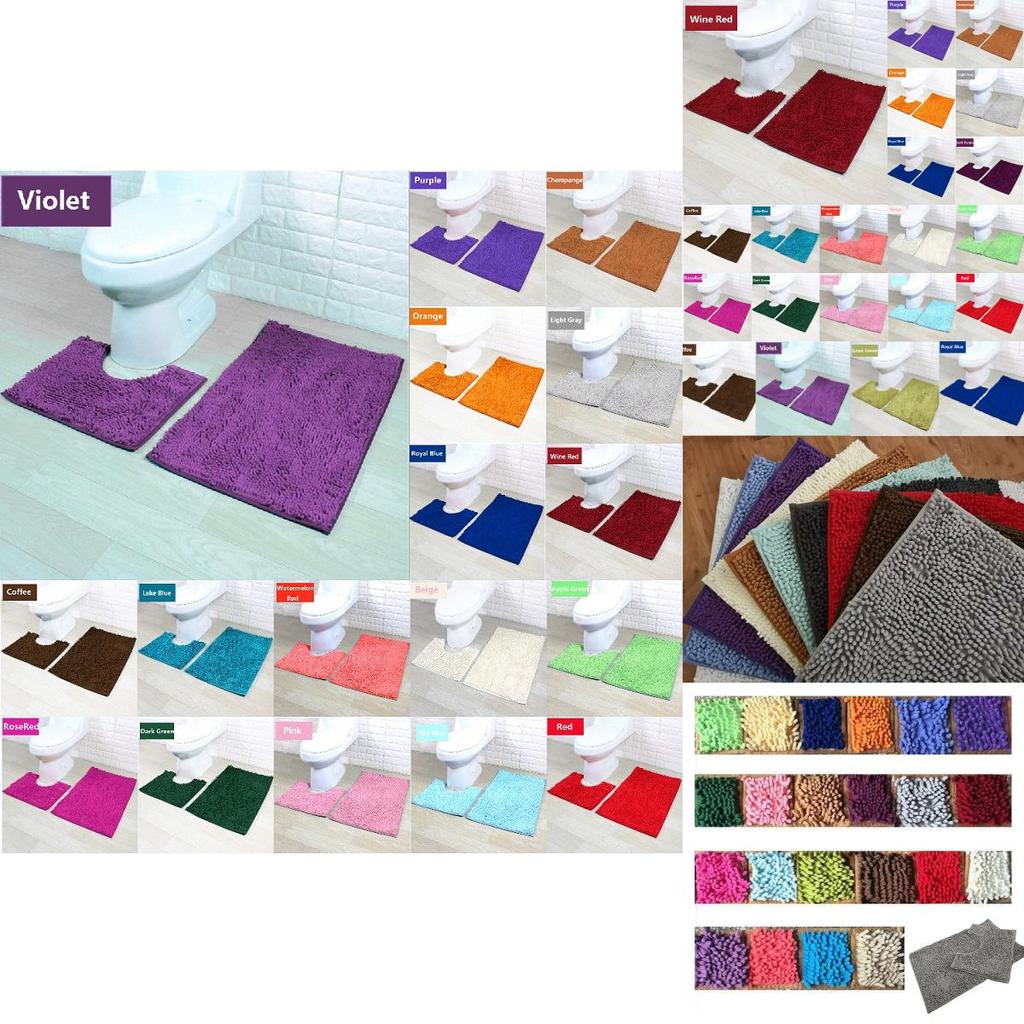 Роскошный набор из 2 ковриков для ванной: нескользящий коврик-основание для туалета и мягкий коврик из шенилла с длинным ворсом