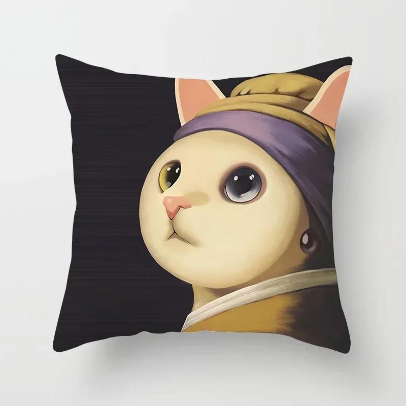 Креативная мультяшная масляная живопись Мона Лиза Ван Гог Чехол для подушки Портретная живопись Наволочка Декоративные подушки для дивана