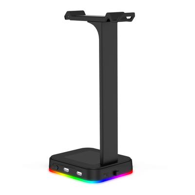 RGB Игровой держатель для наушников Держатель для гарнитуры Вешалка-стойка с портом для зарядки Устойчивое основание для всех полноразмерных наушников Черный